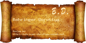 Behringer Dorottya névjegykártya